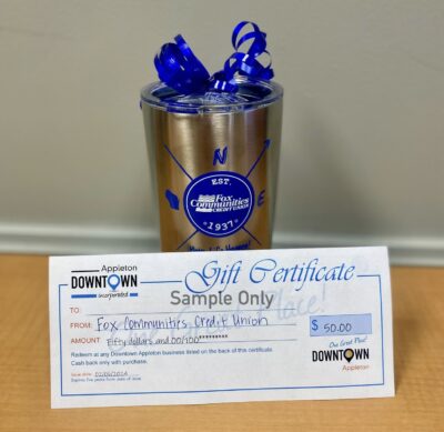 Coffee Mug & $50 Downtown Appleton Gift Certificate Donated by Fox Communities Credit Union